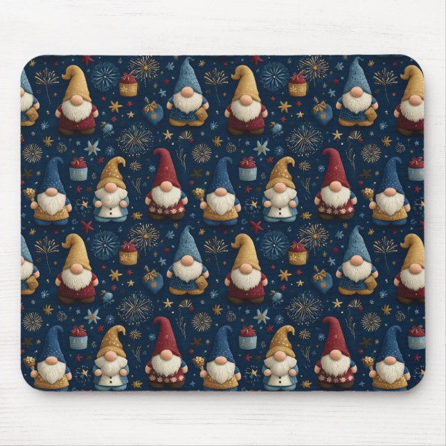 Seamless Pattern of Festive Gnomes Mouse Pad (Front)