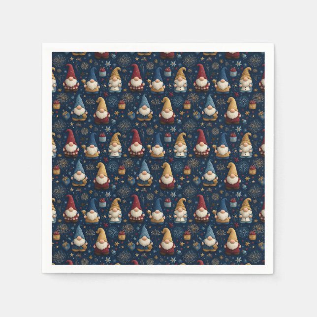 Seamless Pattern of Festive Gnomes Napkin (Front)