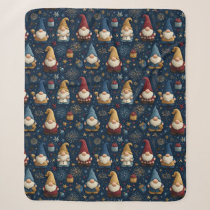 Seamless Pattern of Festive Gnomes Sherpa Blanket