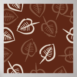 Seamless pattern of floral motif with leaves. Stri Poster