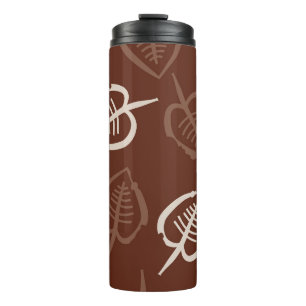 Seamless pattern of floral motif with leaves. Stri Thermal Tumbler