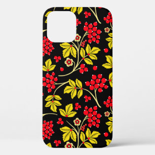 seamless pattern of flowers and berries. Russian iPhone 12 Case