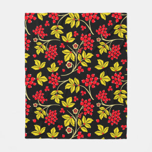 seamless pattern of flowers and berries. Russian Fleece Blanket