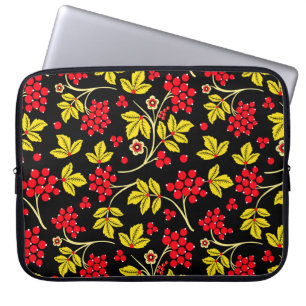 seamless pattern of flowers and berries. Russian Laptop Sleeve