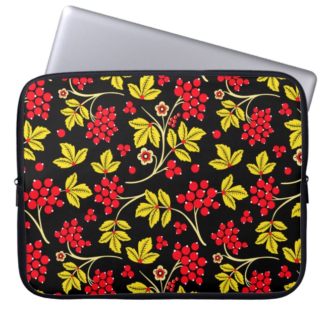  seamless pattern of flowers and berries. Russian  Laptop Sleeve (Front)