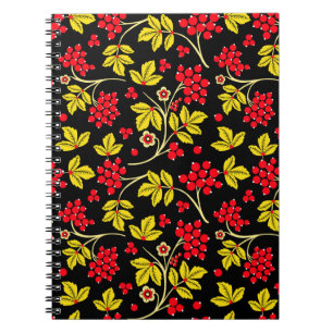seamless pattern of flowers and berries. Russian Notebook