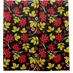 seamless pattern of flowers and berries. Russian Shower Curtain