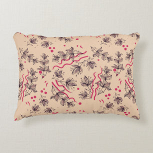 Seamless pattern of flowers and leaves. Floral orn Decorative Cushion