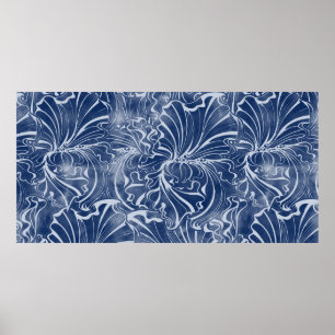 seamless pattern of flowers and leaves of watercol poster