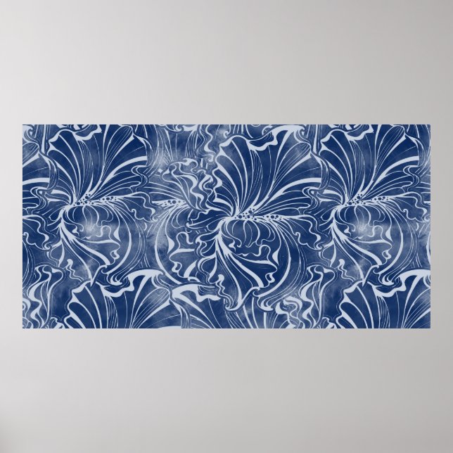 seamless pattern of flowers and leaves of watercol poster (Front)