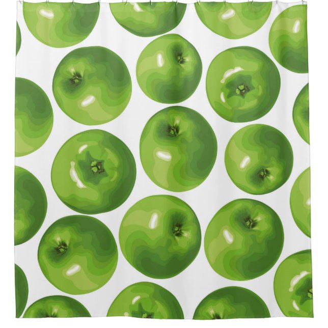 Seamless pattern of green apple shower curtain (Front)