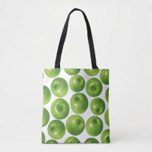 Seamless pattern of green apple tote bag