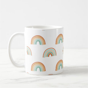 Seamless pattern of hand drawn abstract rainbow in coffee mug