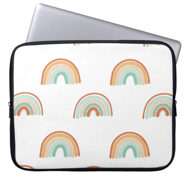 Seamless pattern of hand drawn abstract rainbow in laptop sleeve (Front)