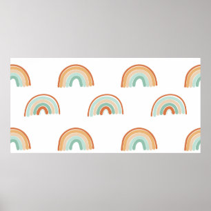 Seamless pattern of hand drawn abstract rainbow in poster