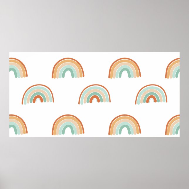 Seamless pattern of hand drawn abstract rainbow in poster (Front)