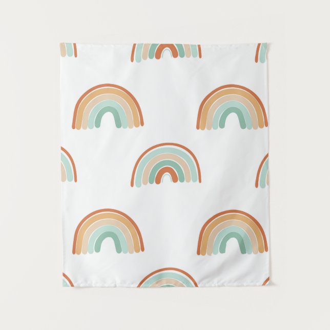 Seamless pattern of hand drawn abstract rainbow in tapestry (Front)