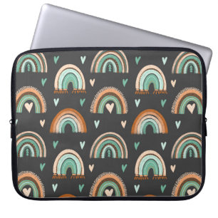 Seamless pattern of hand drawn hearts and boho rai laptop sleeve