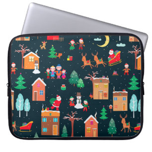 Seamless pattern of happy Christmastime in a villa Laptop Sleeve