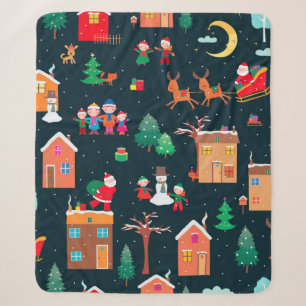 Seamless pattern of happy Christmastime in a villa Sherpa Blanket