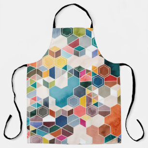 Seamless pattern of hexagons in random colours in apron