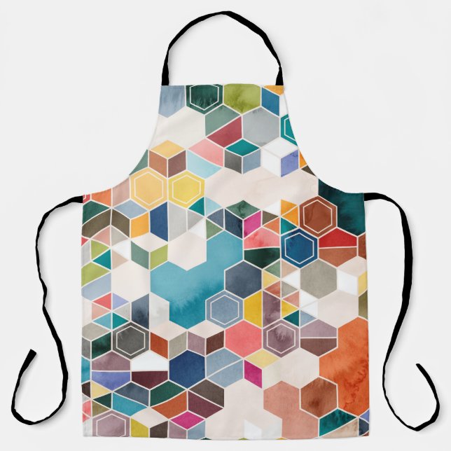 Seamless pattern of hexagons in random colours in  apron (Front)