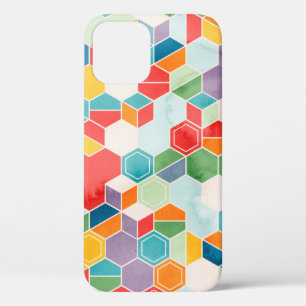 Seamless pattern of hexagons in random colours in iPhone 12 case