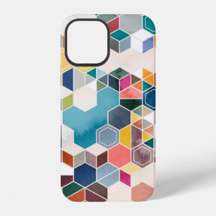 Seamless pattern of hexagons in random colours in iPhone 12 case