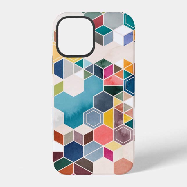 Seamless pattern of hexagons in random colours in  iPhone case (Back)
