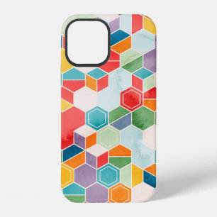 Seamless pattern of hexagons in random colours in iPhone 12 case