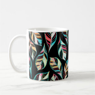 Seamless pattern of leaves. Hand drawing coloured Coffee Mug