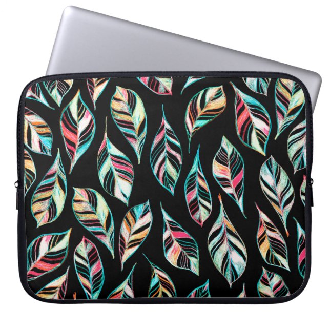 Seamless pattern of leaves. Hand drawing coloured  Laptop Sleeve (Front)