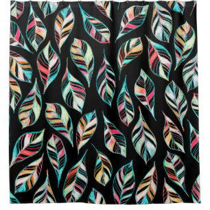 Seamless pattern of leaves. Hand drawing coloured Shower Curtain
