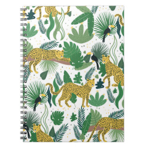seamless pattern of leopards in jungle. Summer tro Notebook