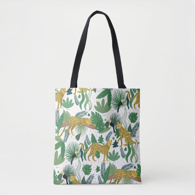 seamless pattern of leopards in jungle. Summer tro Tote Bag (Front)