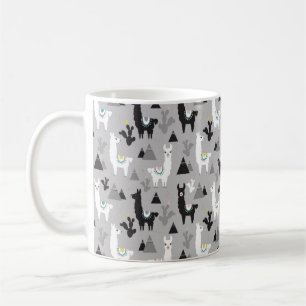 Seamless pattern of llama cactus and mountains coffee mug