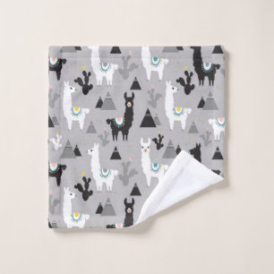 Seamless pattern of llama cactus and mountains wash cloth