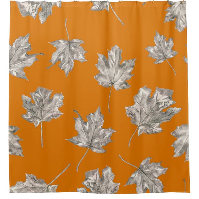 Seamless pattern of maples on the ginger backround shower curtain (Front)