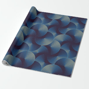 Seamless pattern of metallic linear circles wrapping paper
