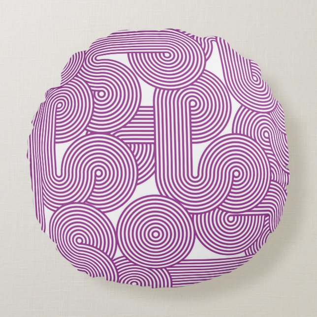 Seamless pattern of modern linear circles round cushion (Front)