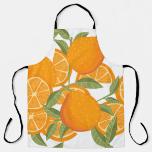 Seamless pattern of orange citrus yellow fruit who apron