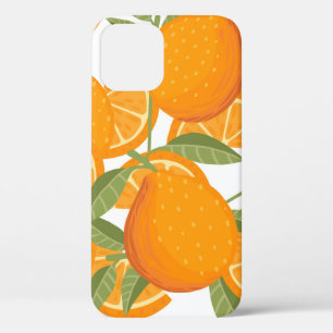 Seamless pattern of orange citrus yellow fruit who iPhone 12 case