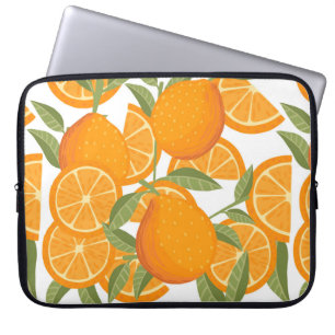 Seamless pattern of orange citrus yellow fruit who laptop sleeve