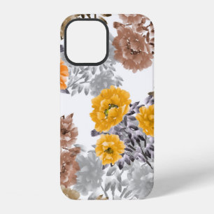Seamless pattern of orange, yellow, beige flowers iPhone 12 case