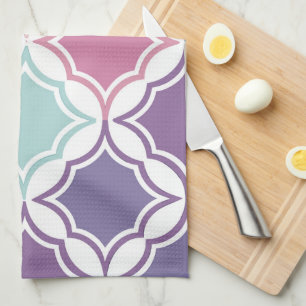 Seamless pattern of pastel coloured geometric shap tea towel