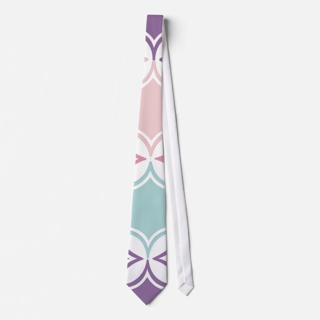 Seamless pattern of pastel coloured geometric shap tie (Front)