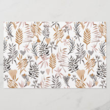 Seamless pattern of plants in boho style