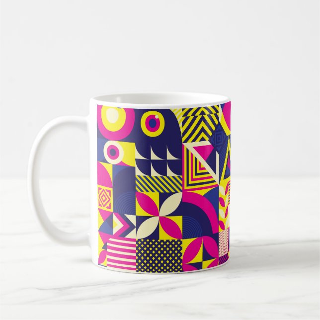 Seamless Pattern of Pop and Colourful Abstract Geo Coffee Mug (Left)