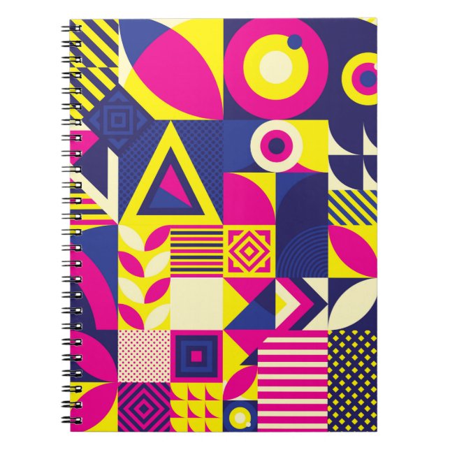 Seamless Pattern of Pop and Colourful Abstract Geo Notebook (Front)