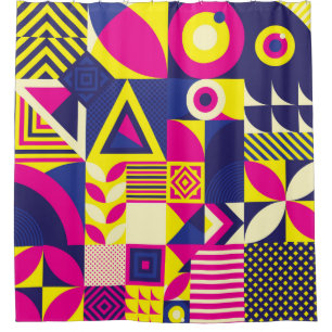 Seamless Pattern of Pop and Colourful Abstract Geo Shower Curtain